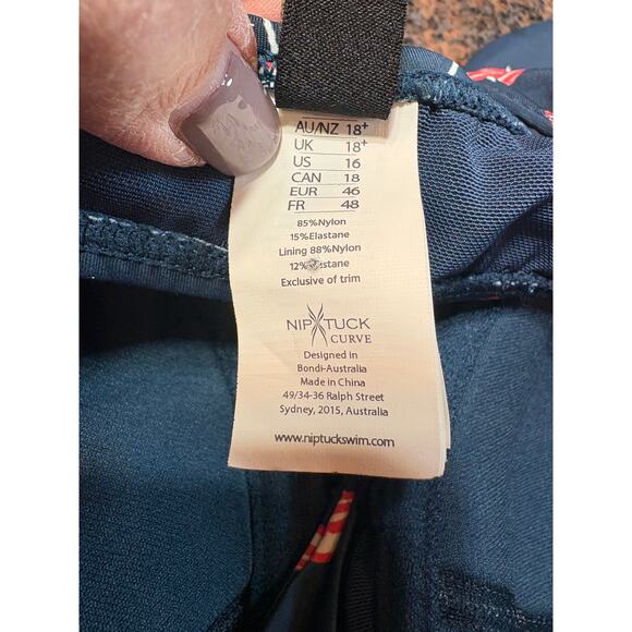 Nip Tuck Tankini Umbrella Print Twisted Front Retro Full Coverage Bikini Size 16 - Picture 11 of 12